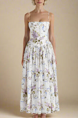 Midi Dress - White Floral