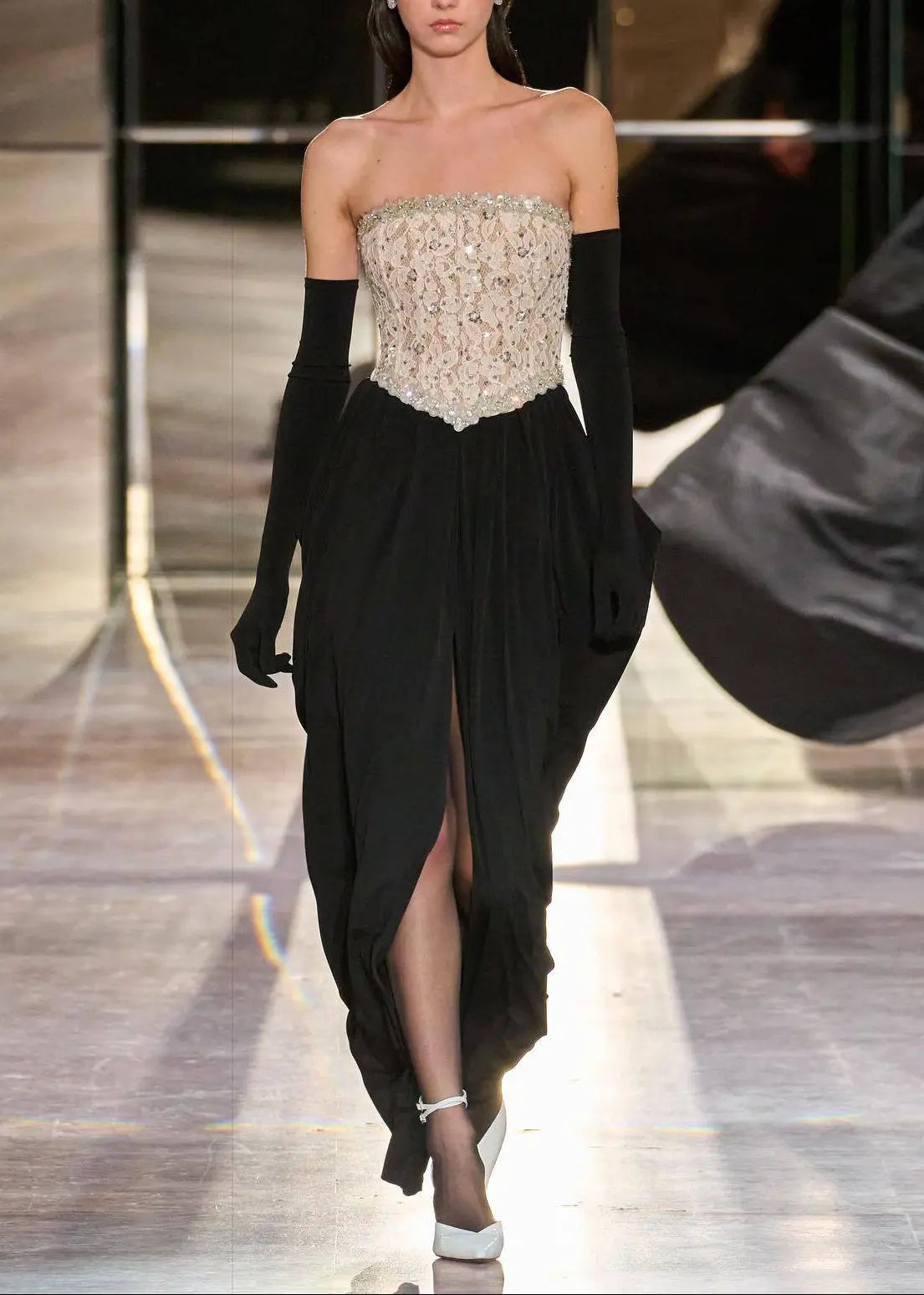Lace Embellished Maxi Dress in black