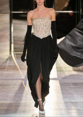 Lace Embellished Maxi Dress in black