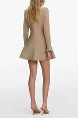 Gold Crystal Trim Knit Mini Dress