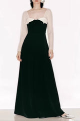 Sleeve Square Neck Maxi Dress in Black