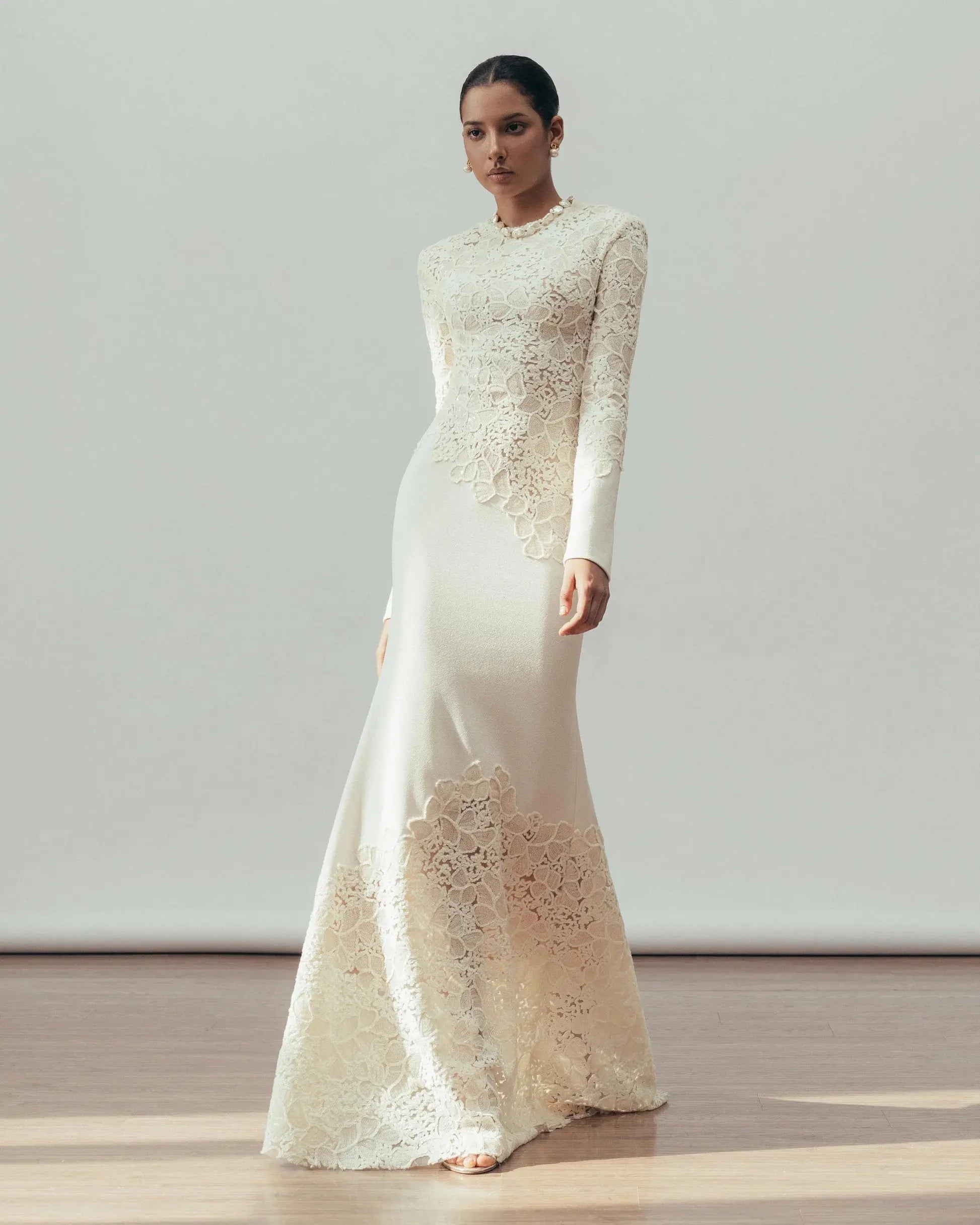 White Long Sleeve Embroidered Maxi Dress