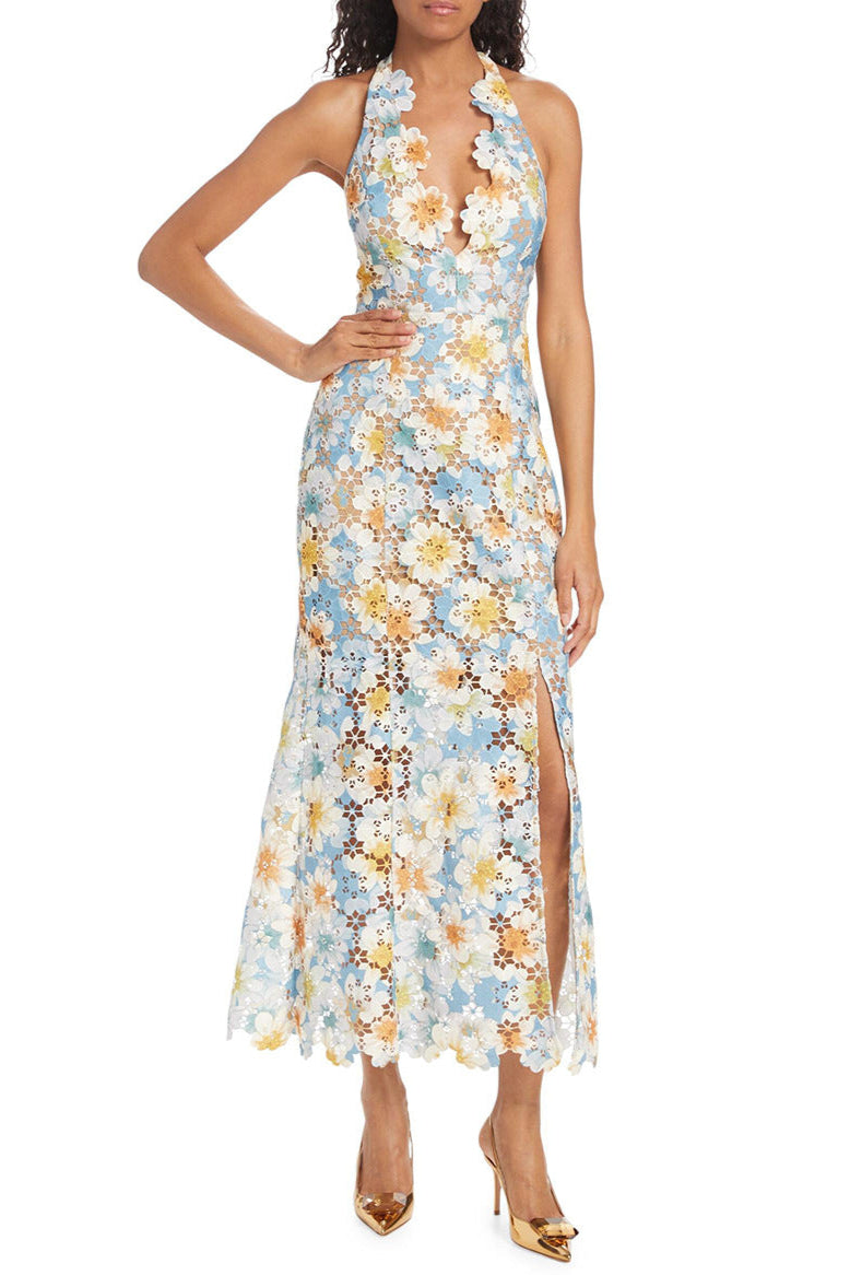 V-Neck Side Split Long Dress