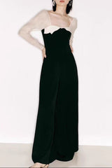 Sleeve Square Neck Maxi Dress in Black