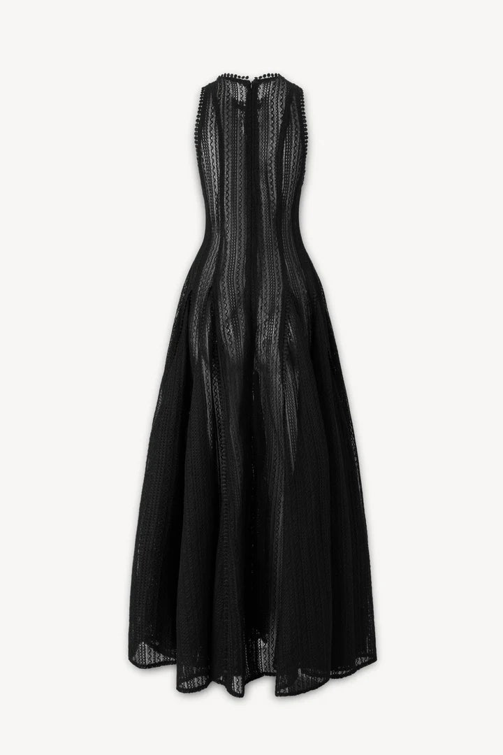 Sleeveless Lace Maxi Dress in Black
