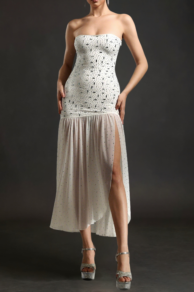 Sleeveless Diamond Midi Dress