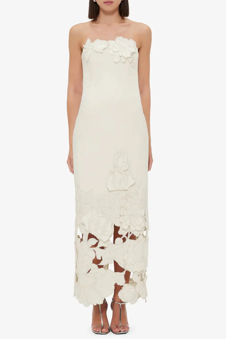 Sequin Bustier Maxi Dress in White