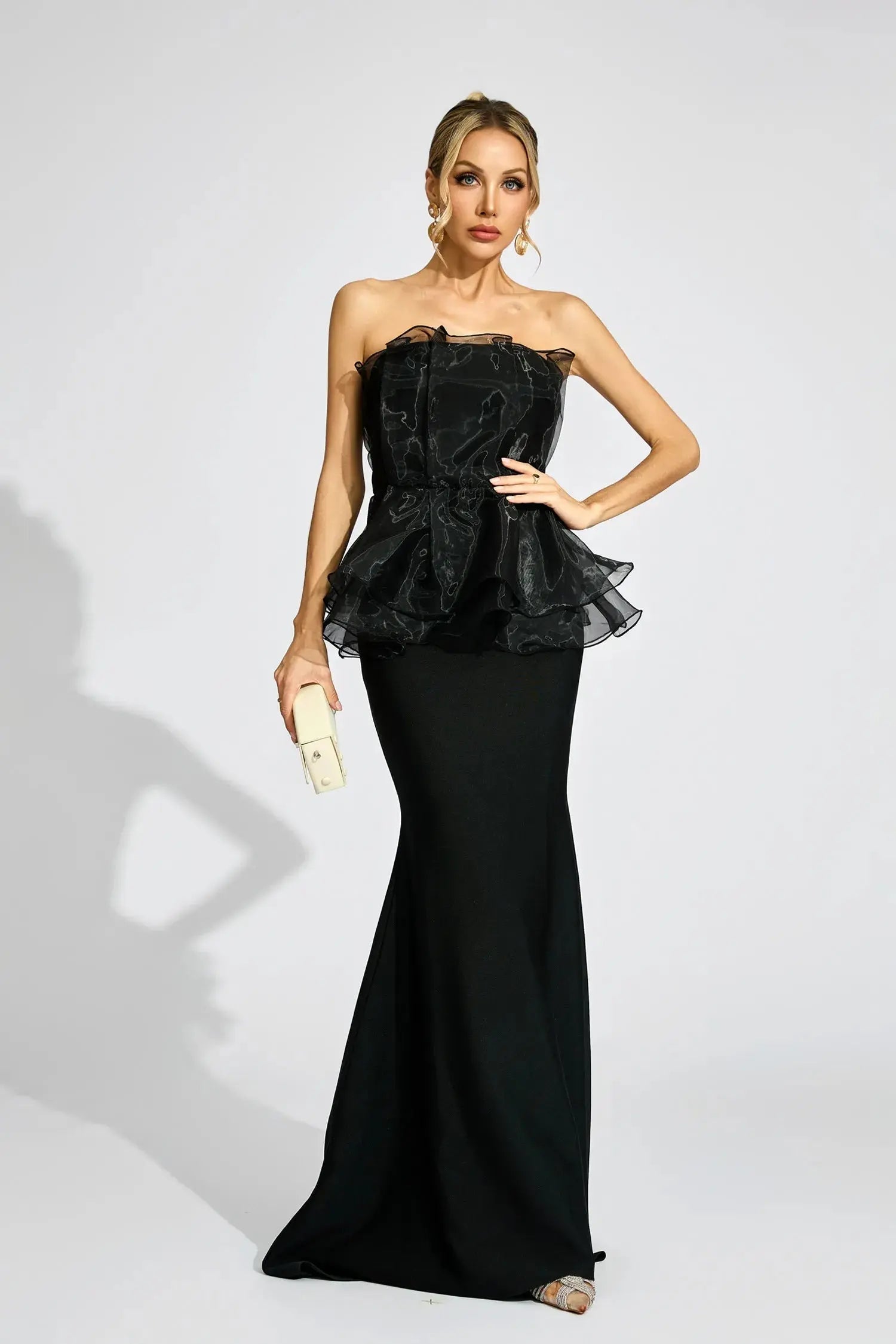 Black Peplum Maxi Dress