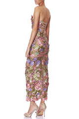 Multicolored Floral Embroidery Maxi Dress