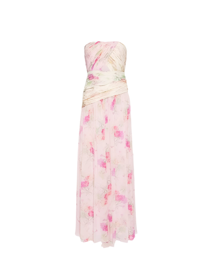 Pintil Strapless Floral Maxi Dress in Multi