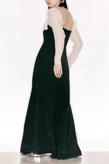 Sleeve Square Neck Maxi Dress in Black