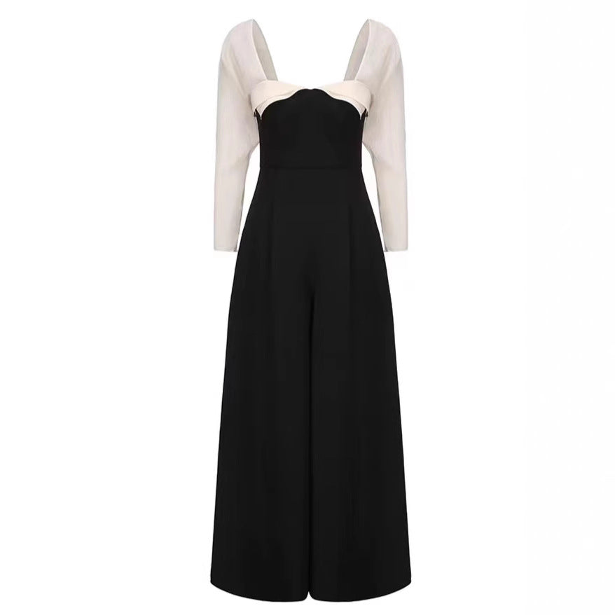 Sleeve Square Neck Maxi Dress in Black