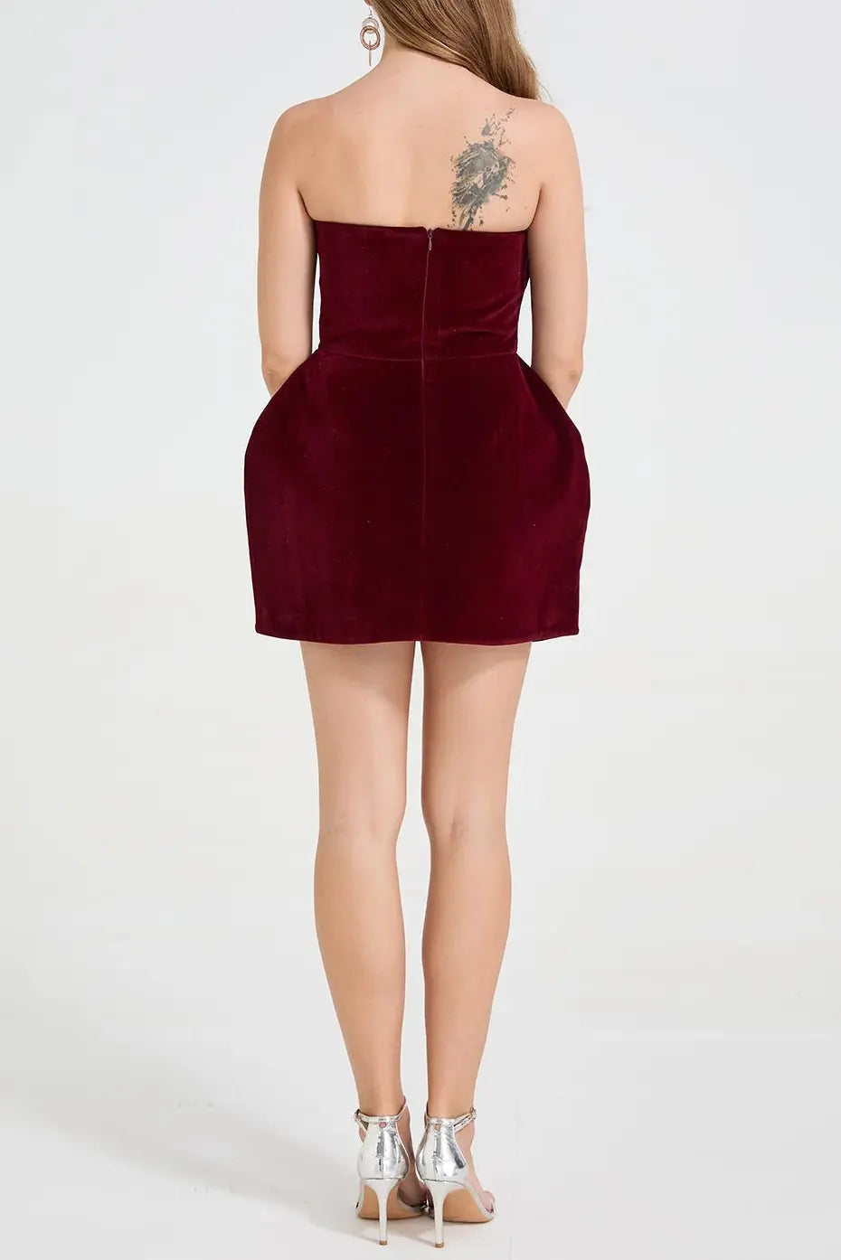 Heart Mini Dress in Burgundy