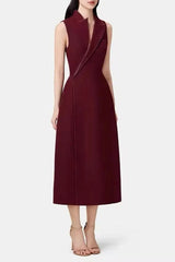 Collar Blazer Midi Dress in Red