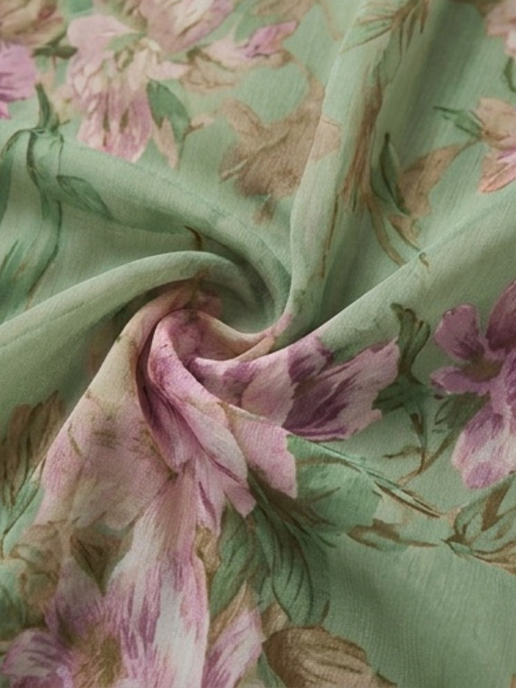 Green Floral Halter Maxi Dress