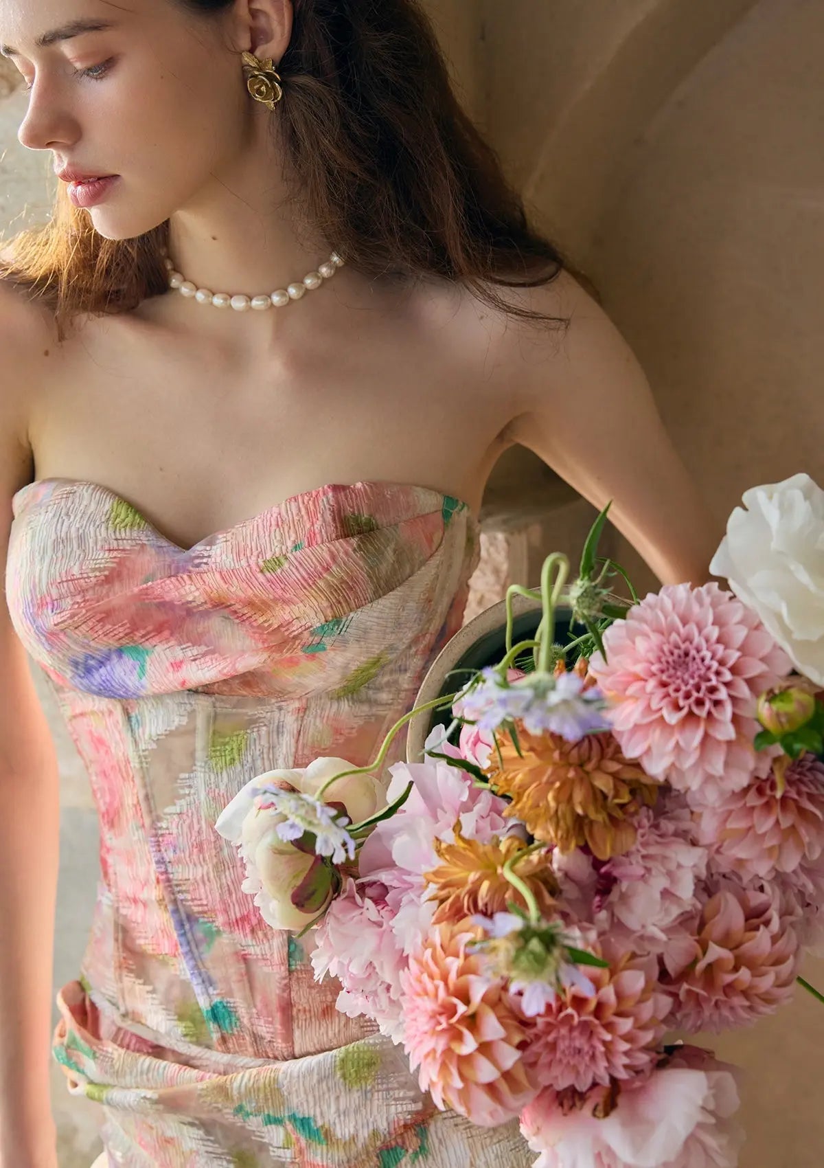 Floral Mirror Corset Skirt Set