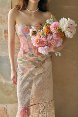 Floral Mirror Corset Skirt Set