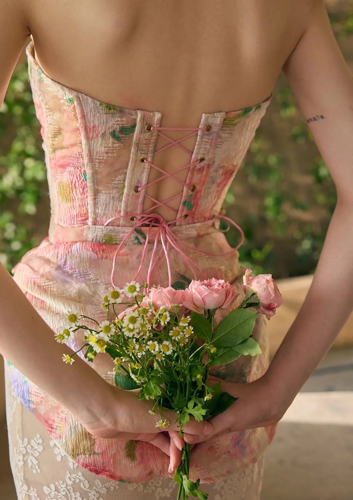 Floral Mirror Corset Skirt Set