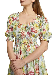 Ischia Floral Smocked Midi Dress