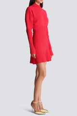 Long Sleeve Knit Mini Dress in Red