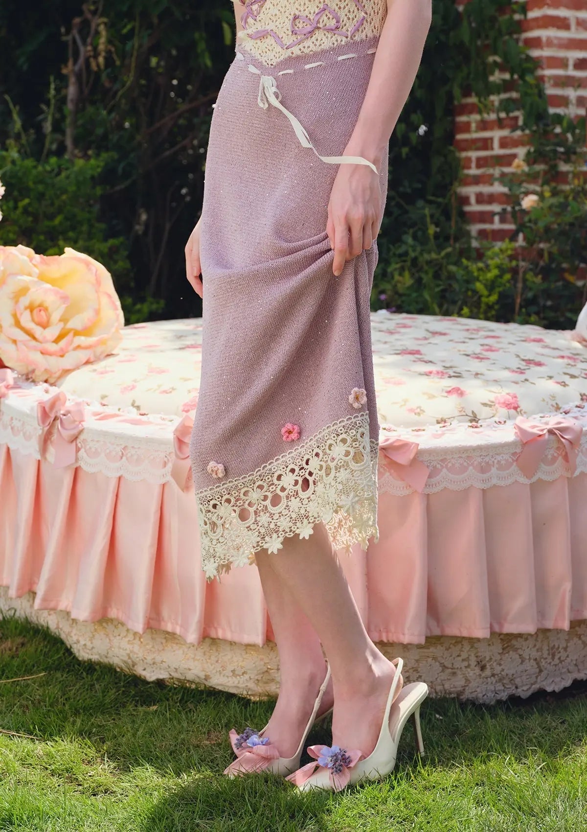 Celeste Flowers Jersey Midi Dress in Purple