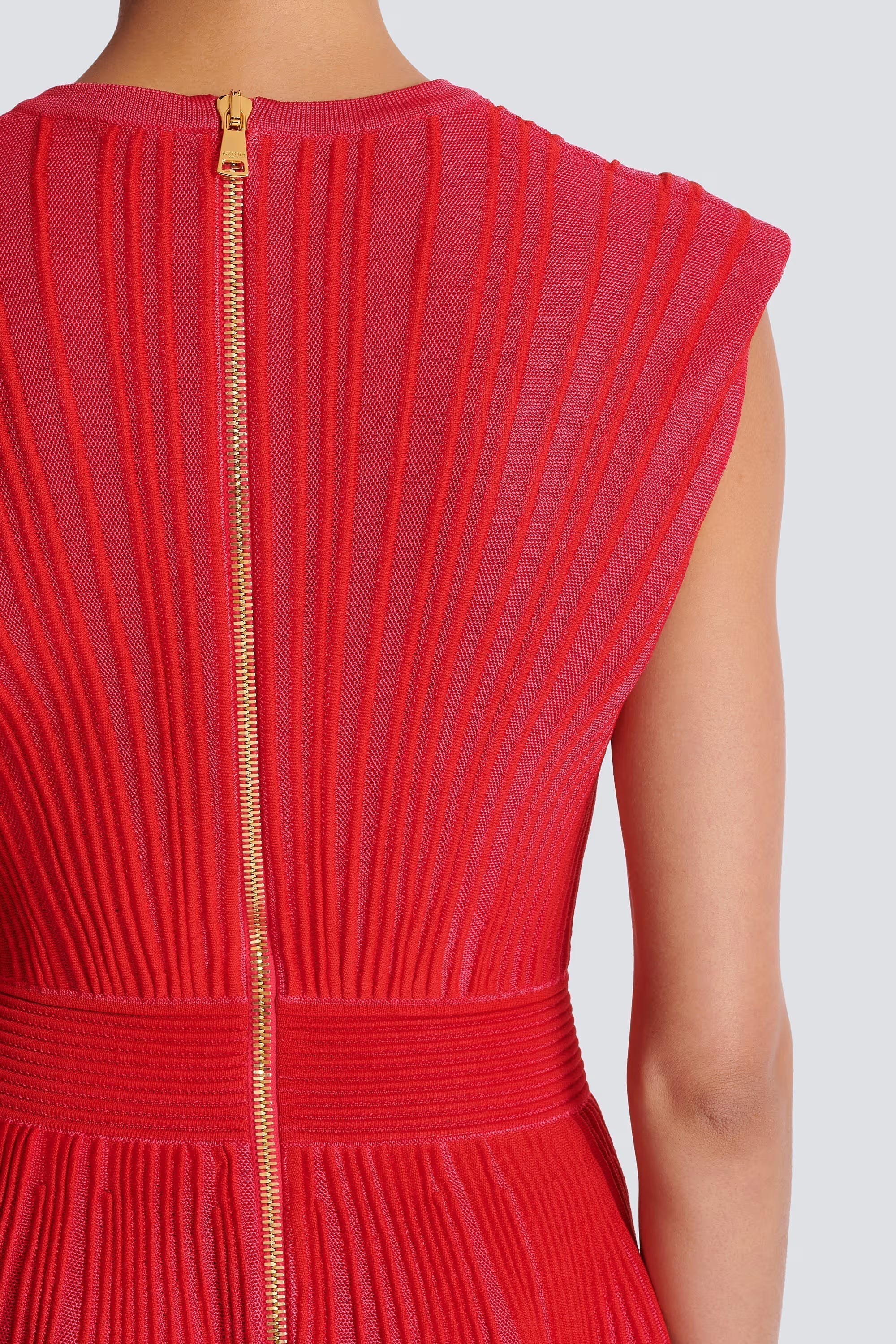 V-Neck Sleeveless Knit Mini Dress in Red