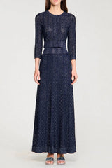 Strass Knit Cropped Cardigan in Navy Blue