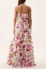 Cathy Floral Print Maxi Dress in Pink