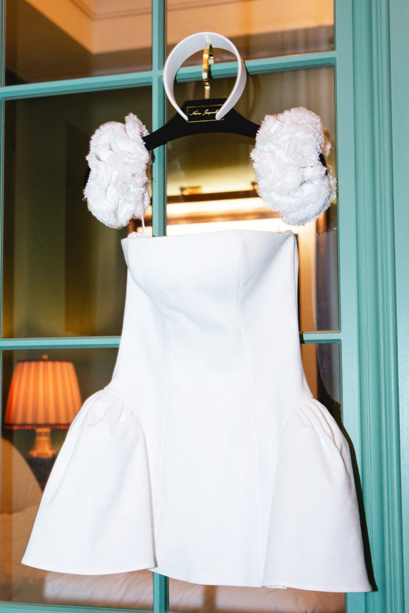 Flower Puffy Mini Dress in White