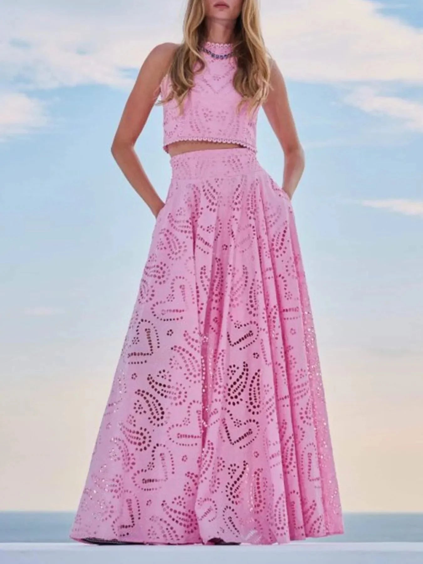Lace Top and Maxi Skirt Set