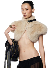 Fur Shawl Top in Apricot