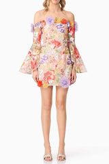 Off Shoulder Mini Dress in Floral