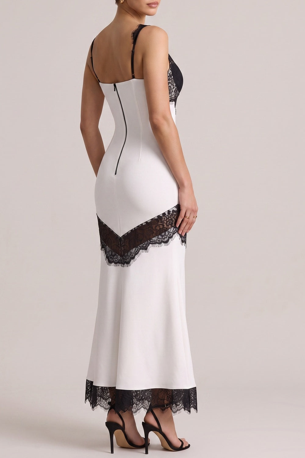 Sleeveless Black Lace Patchwork Maxi Dress