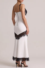 Sleeveless Black Lace Patchwork Maxi Dress