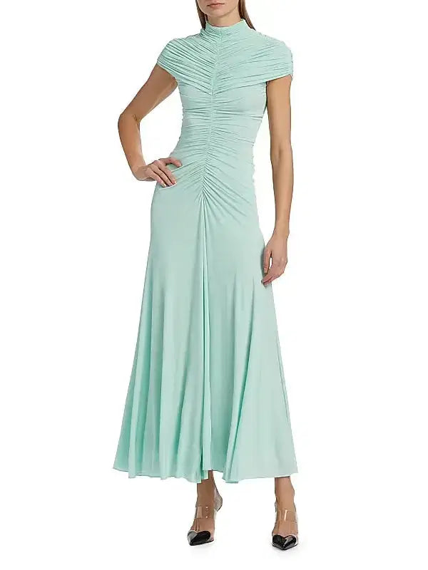 High-Neck Maxi Dress in Green