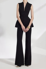 Sleeveless Vest Wide-Leg Pants Set in Black