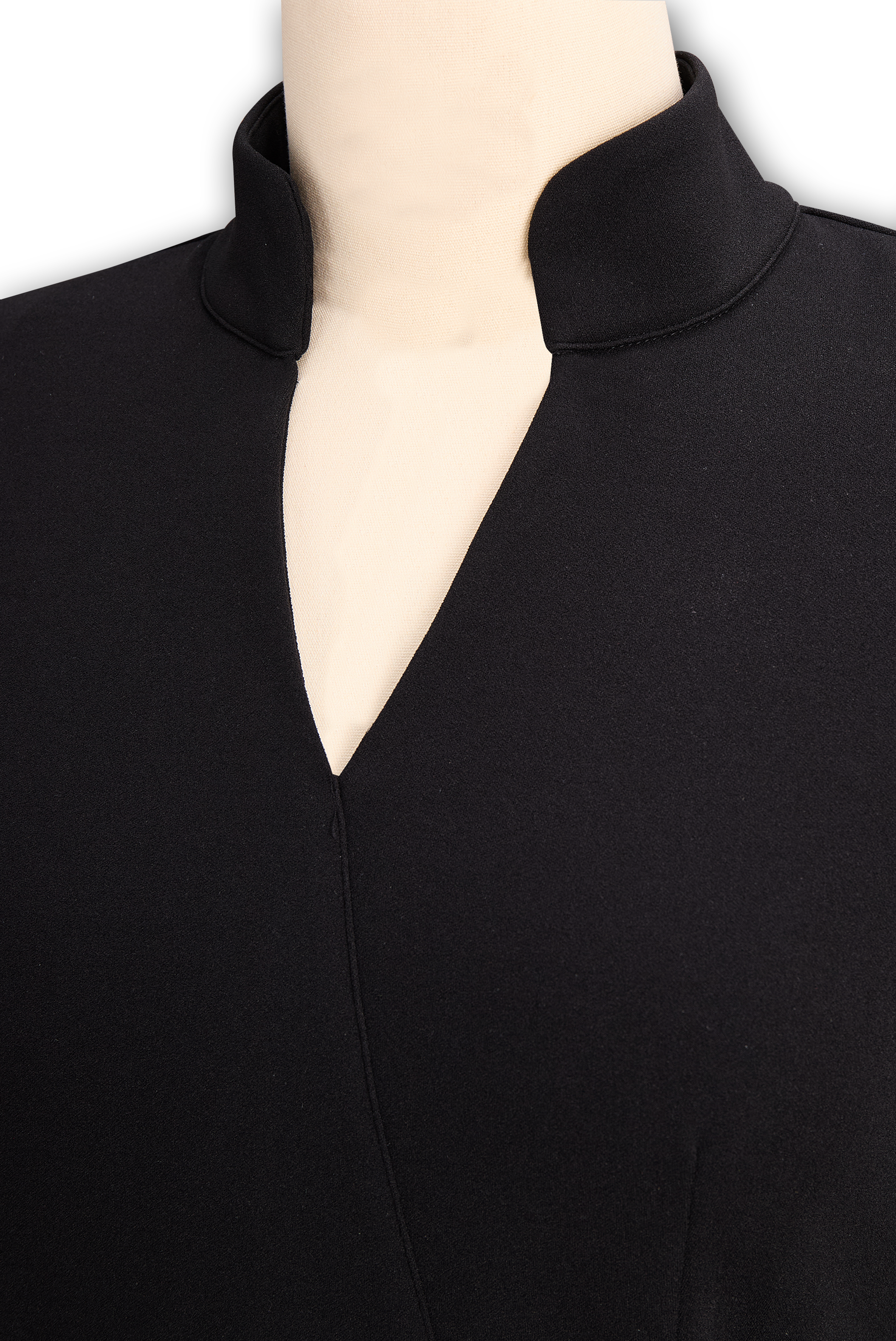 Refined Black Sheath Dress with Mandarin Collar