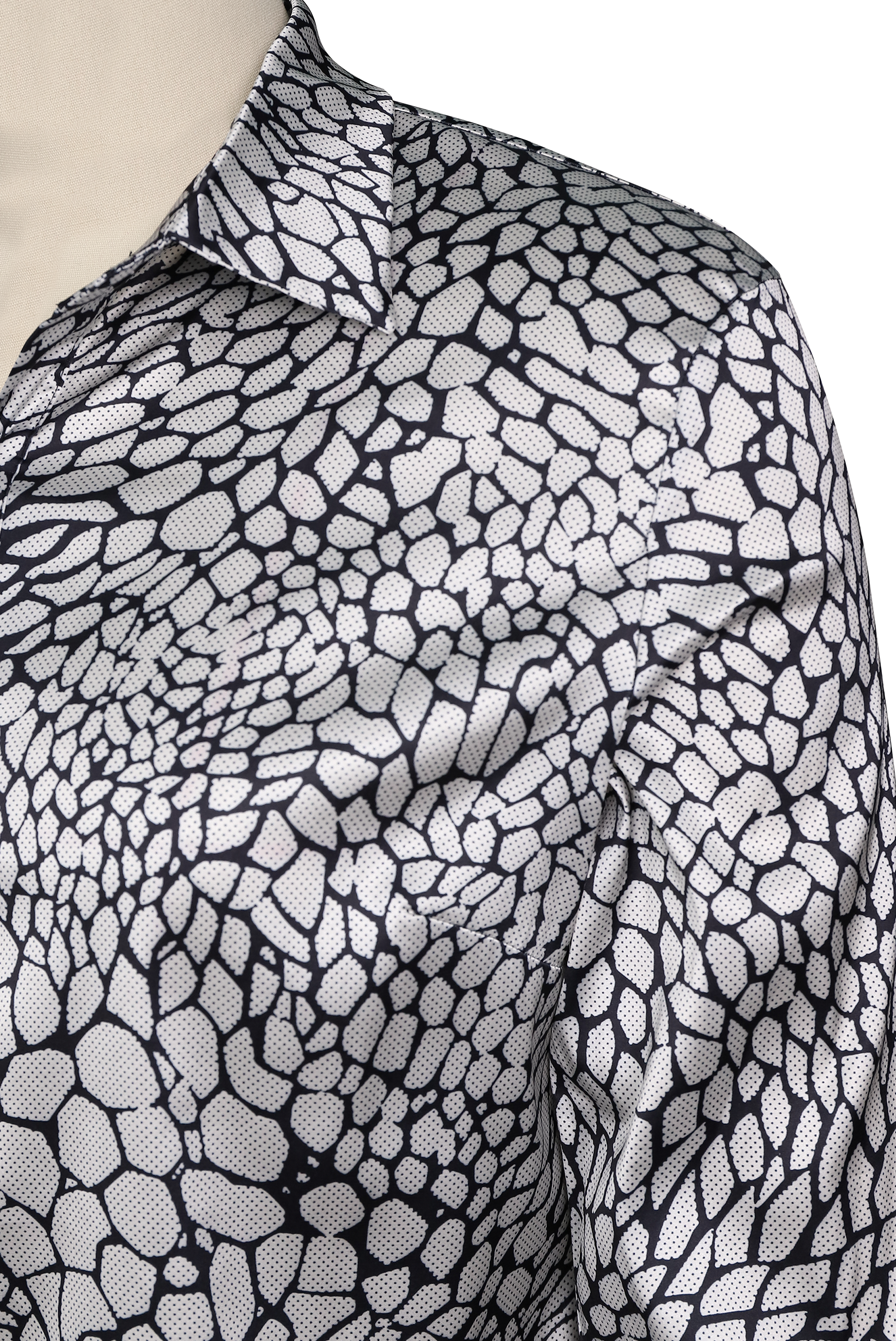 Satin Printed BlouSequin with Classic Pattern Elegance