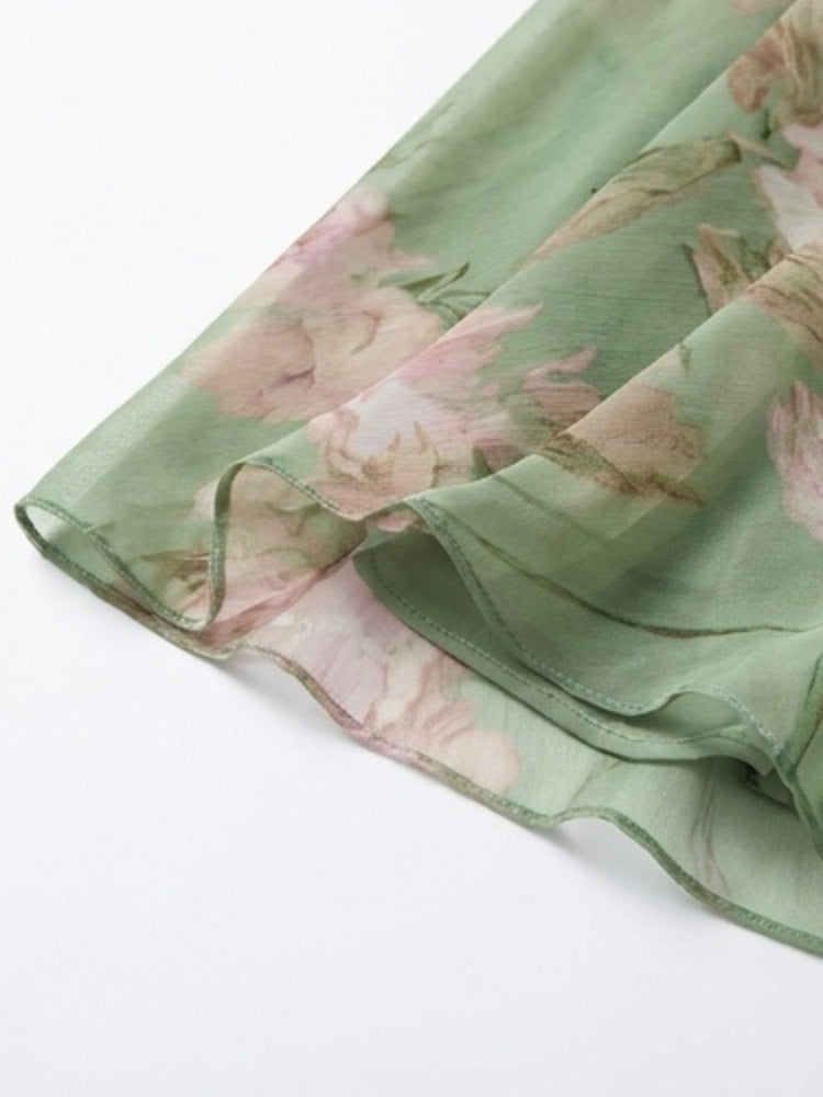 Green Floral Halter Maxi Dress