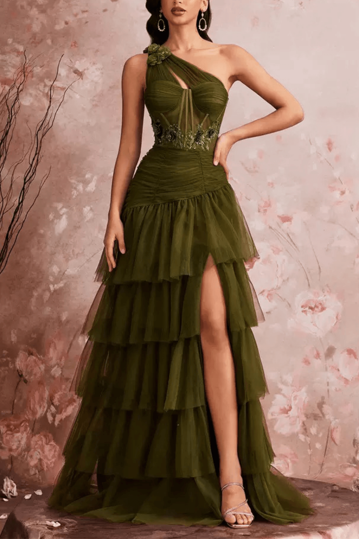 Cecilia One Shoulder Ruched Evening Dress