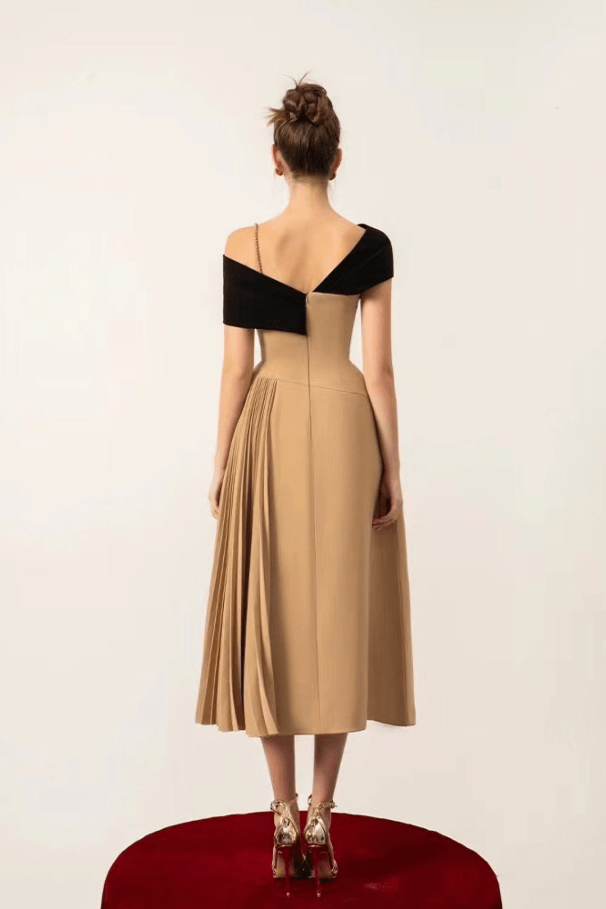 Two Tone Off-Shoulder Midi Dress
