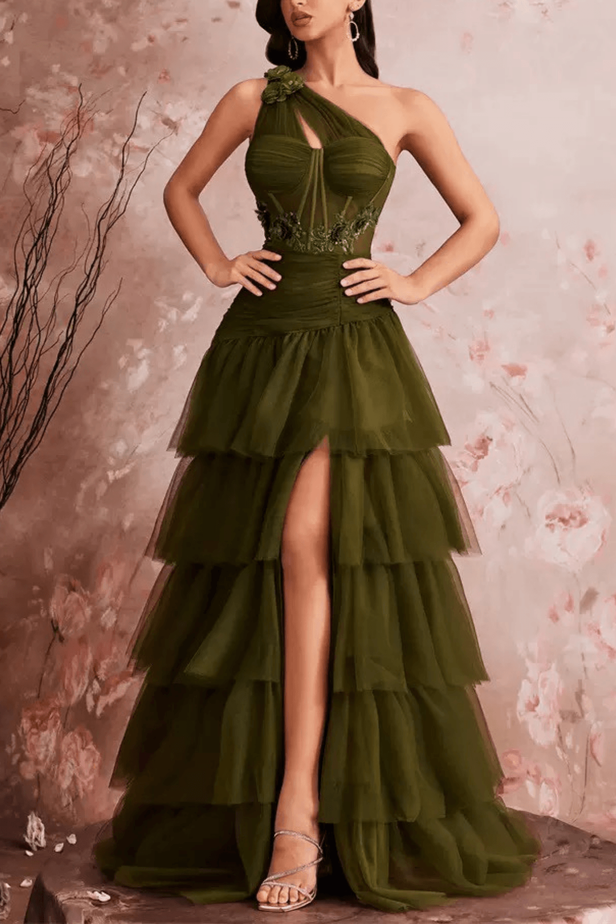 Cecilia One Shoulder Ruched Evening Dress