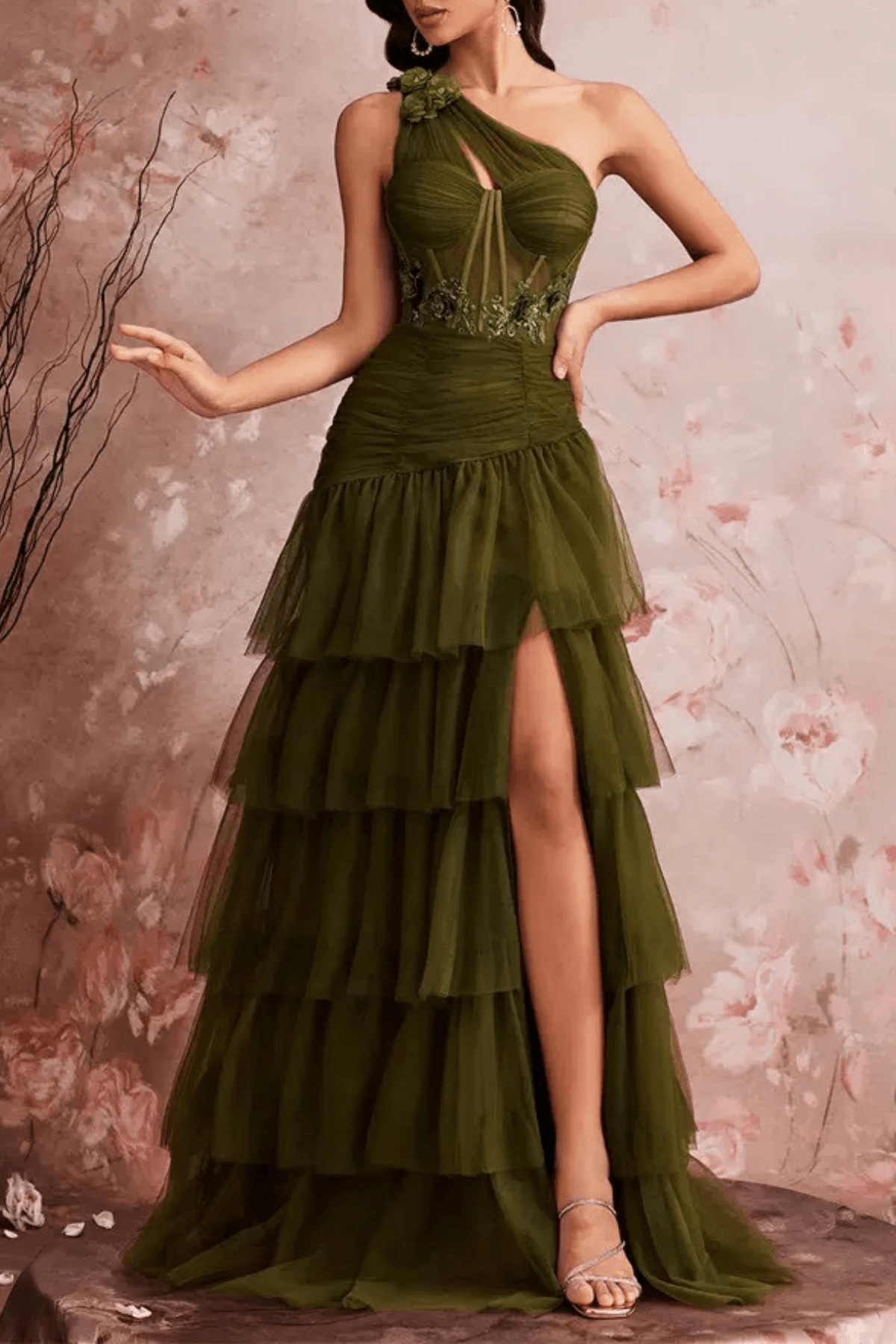 Cecilia One Shoulder Ruched Evening Dress