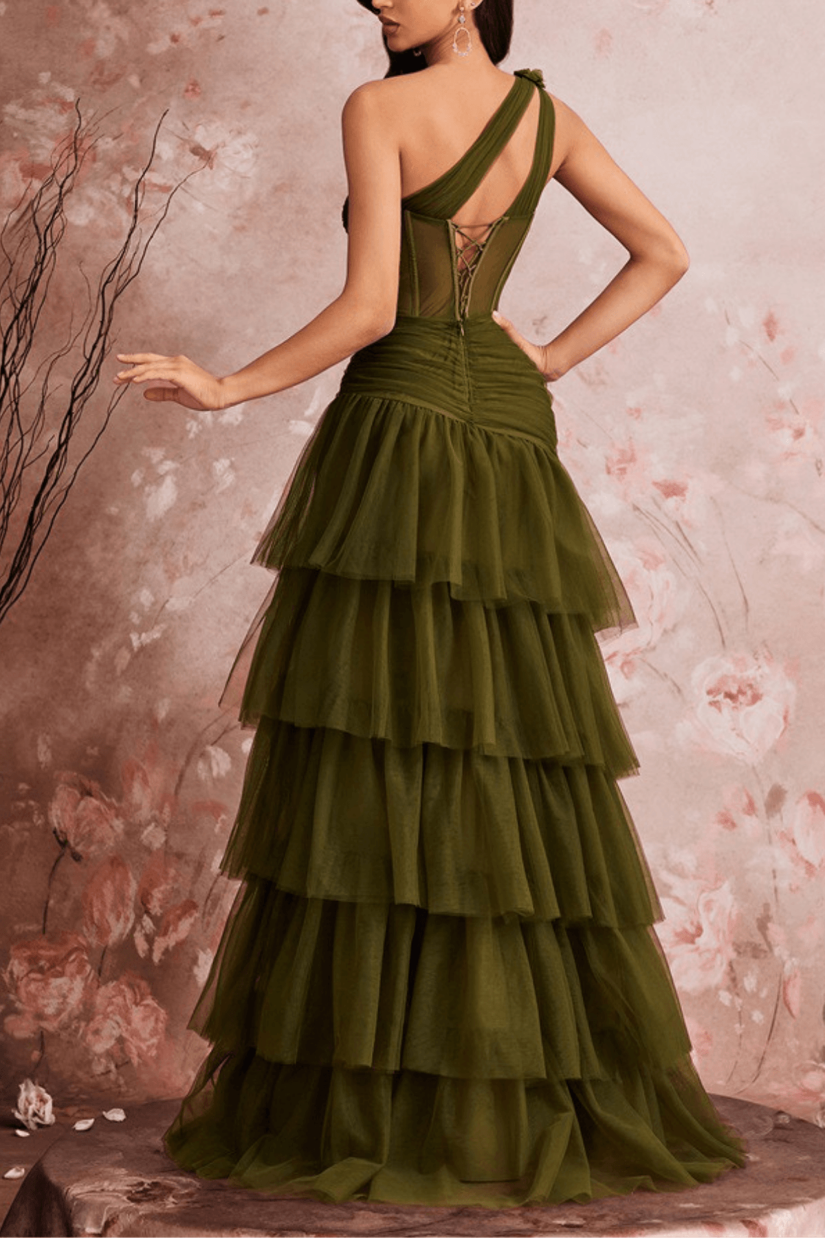 Cecilia One Shoulder Ruched Evening Dress