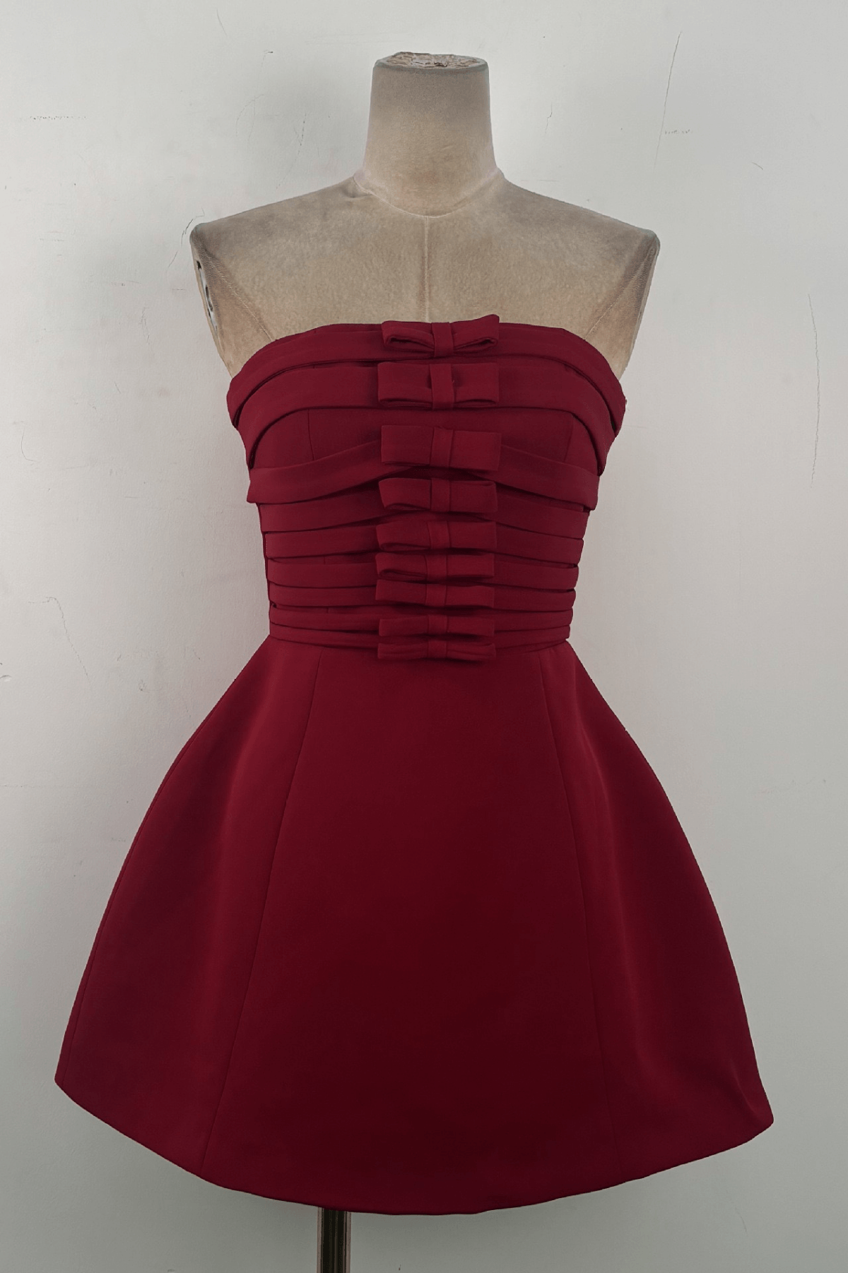 Red Cape Sleeve Ruched Mini Dress