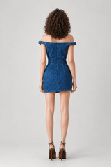 Off Shoulder 3D Rose Detail Corset Mini Dress
