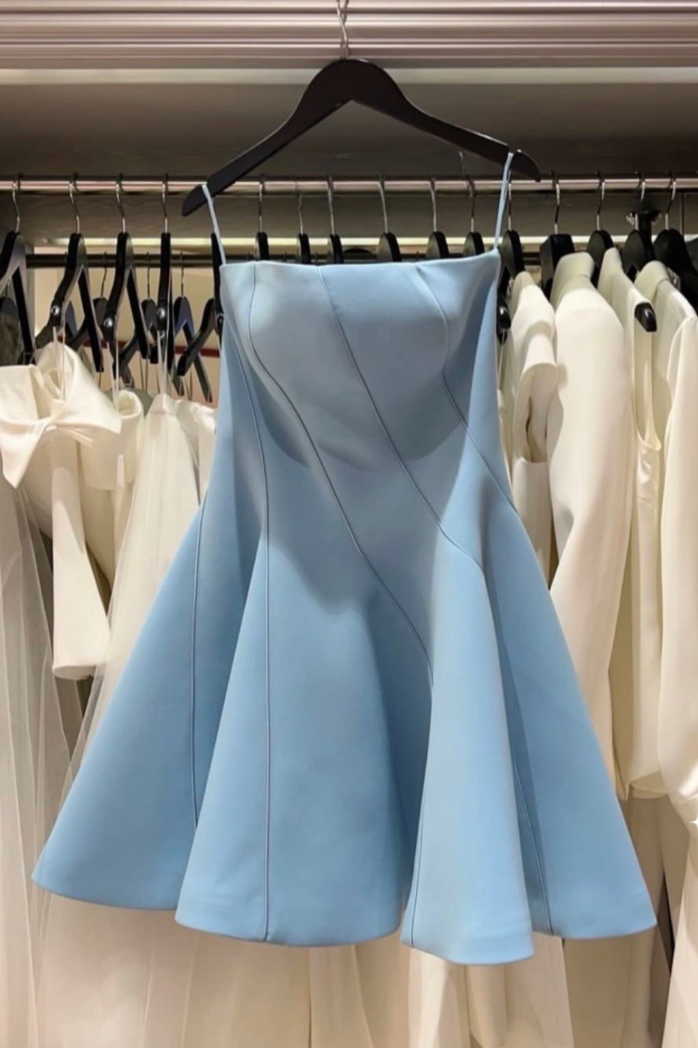 Off-Shoulder Sleeveless Mini Dress in Blue