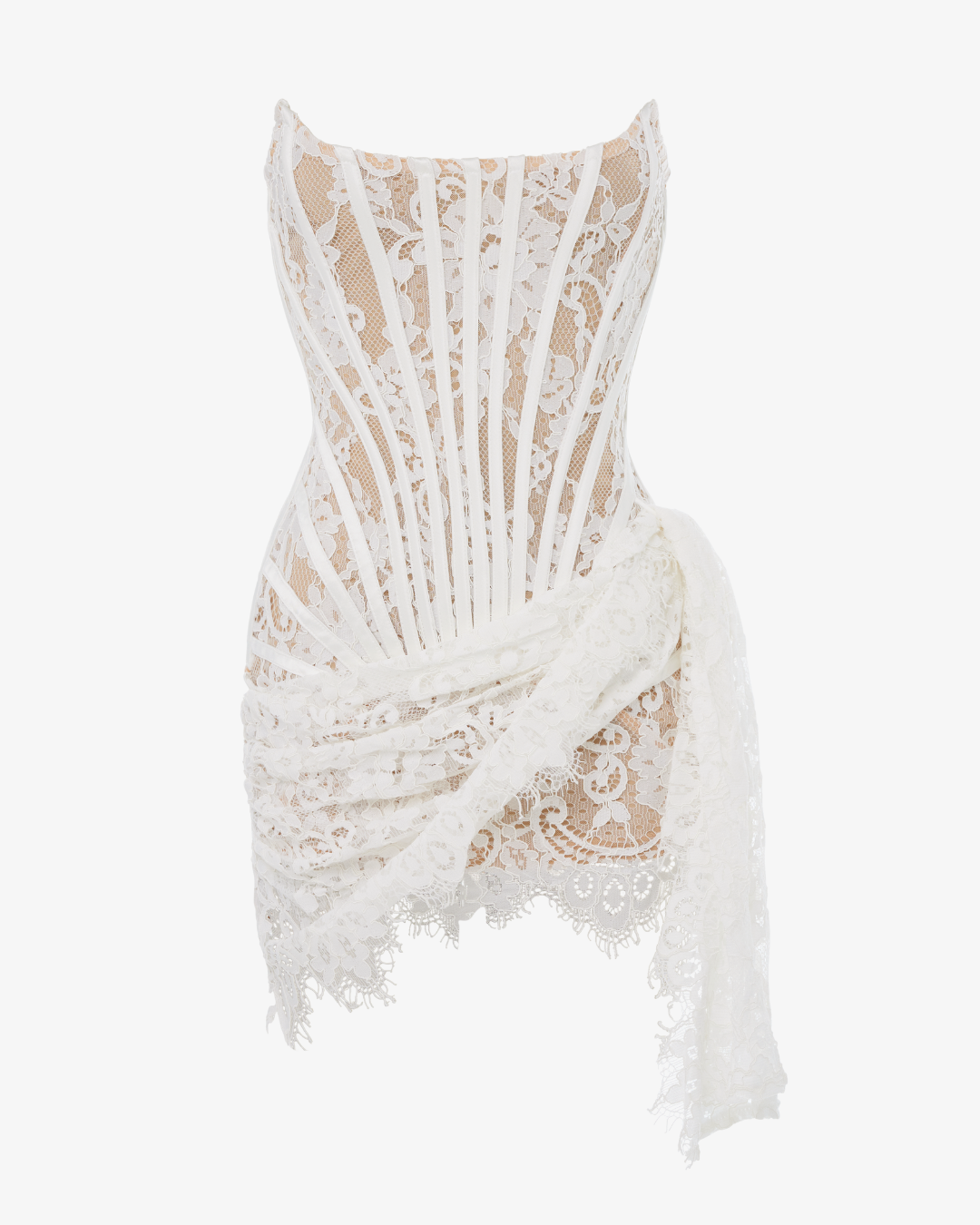 White Lace Corset Mini Dress