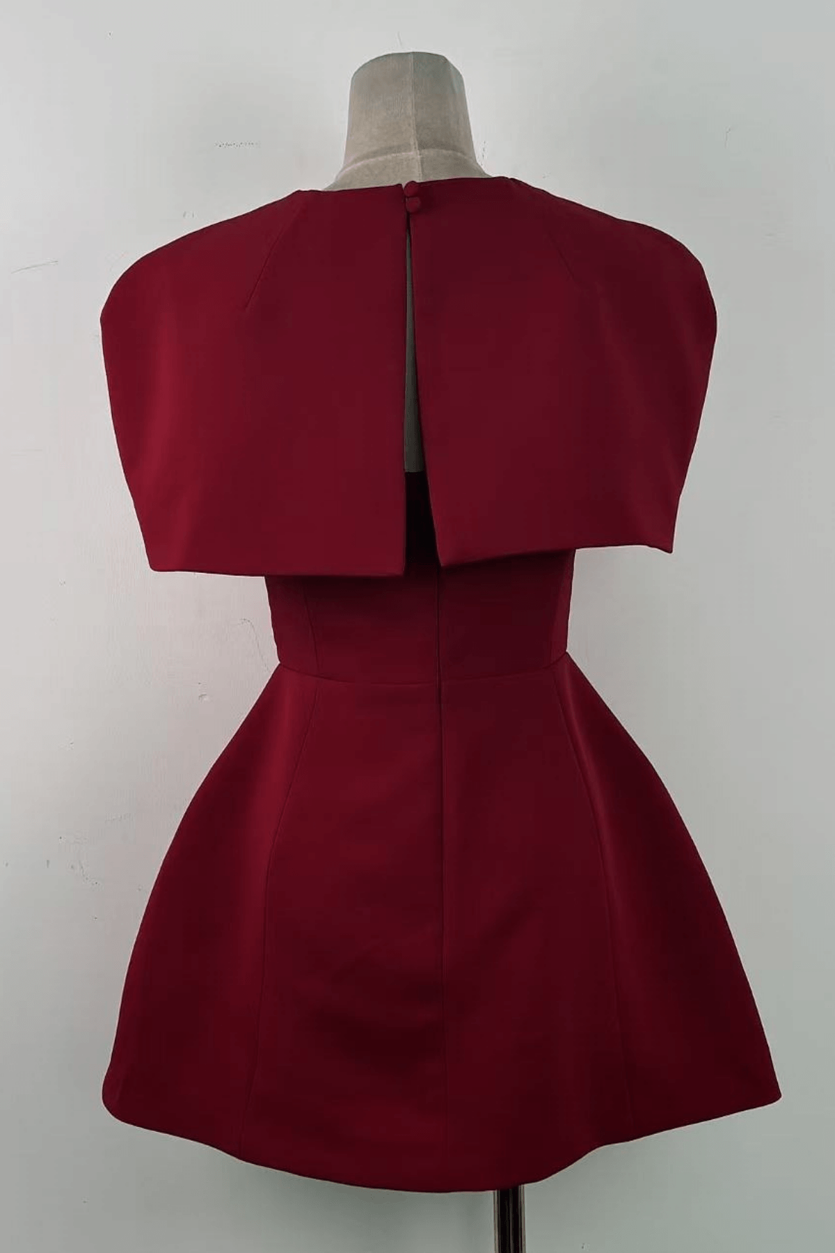 Red Cape Sleeve Ruched Mini Dress