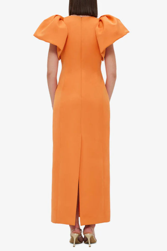 Embellished Maxi Dress Print in Tangerine